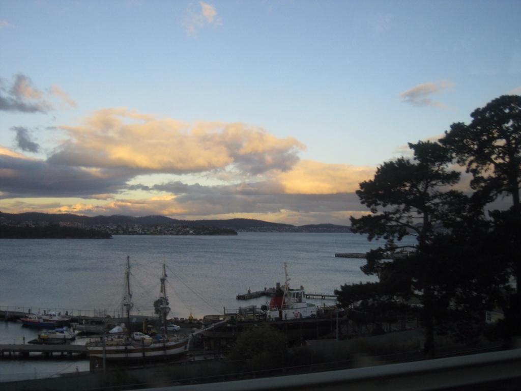 The one picture of Hobart I managed to capture on the Airport shuttle bus before it got dark!